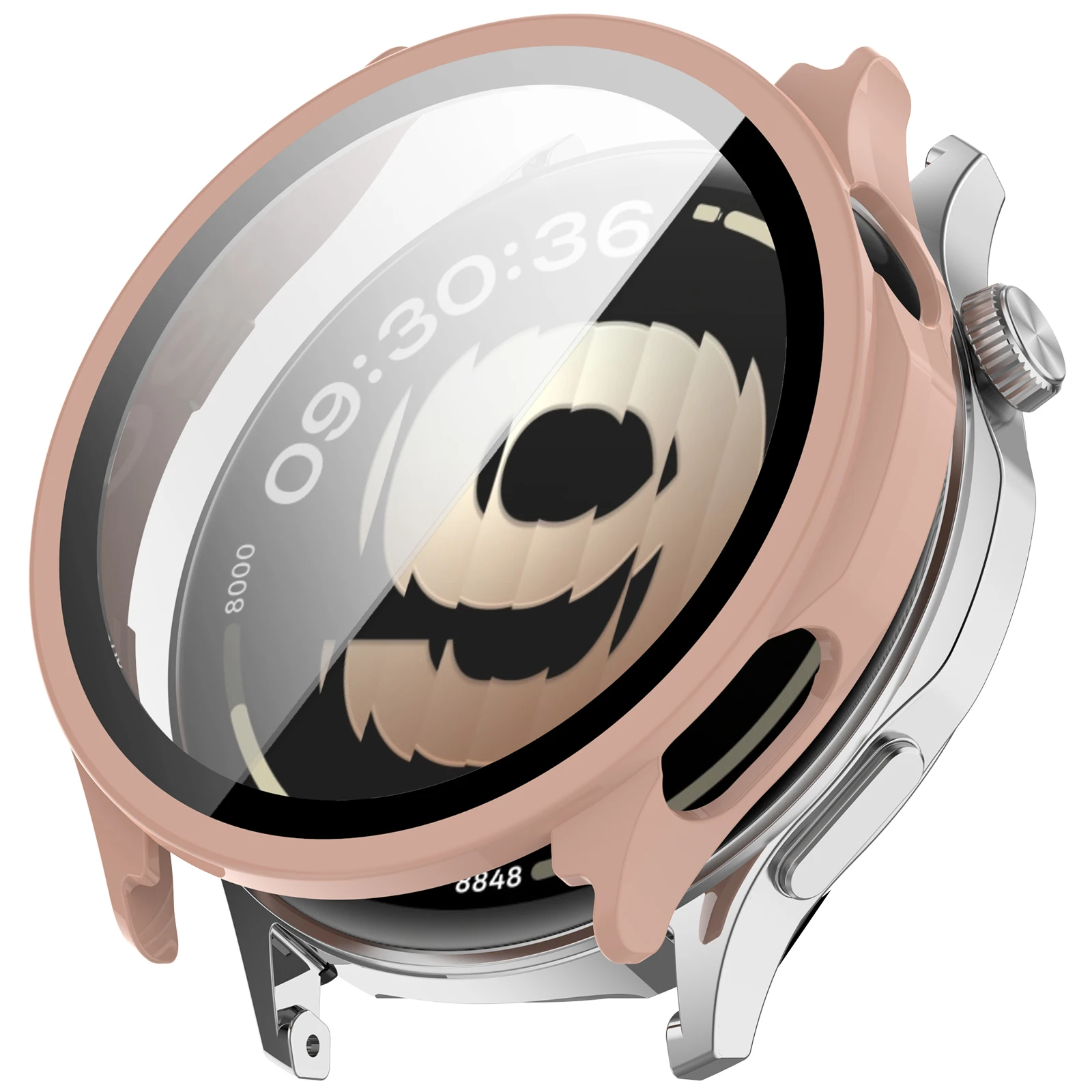 

For Oppo Watch S Hard PC Watch Protective Case with Tempered Glass Film - Pink