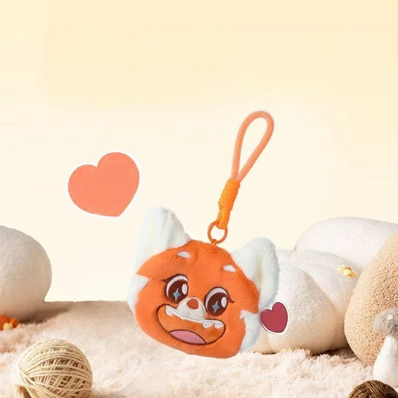 Portamonete con Cerniera in Peluche Disney Topolino Meilin Mei Lee da 15 cm, Portachiavi con Cordino in Nylon, Ornamento da Appendere al Zaino, Regalo per Amici e Festività