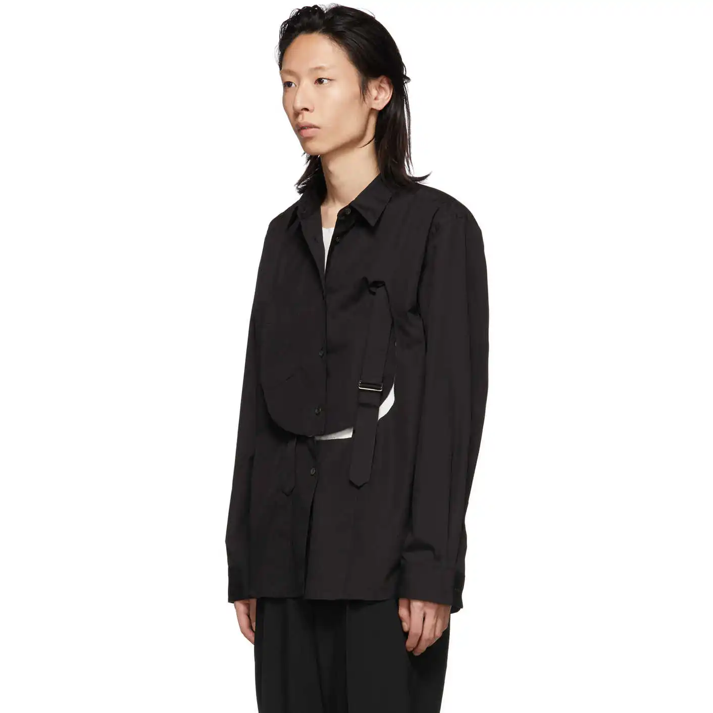 YOJI OOAK POPLIN SHIRT CDG camisa com alça aberta e camisa casual de algodão oca