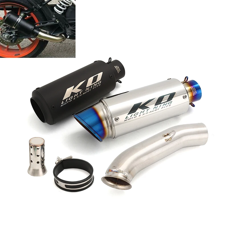 

Motorcycle Exhaust System Mid Link Pipe 51mm Muffler Escape 304 Stainless Tip Modified For Duke 125 200 250 390 RC390 2017-2020