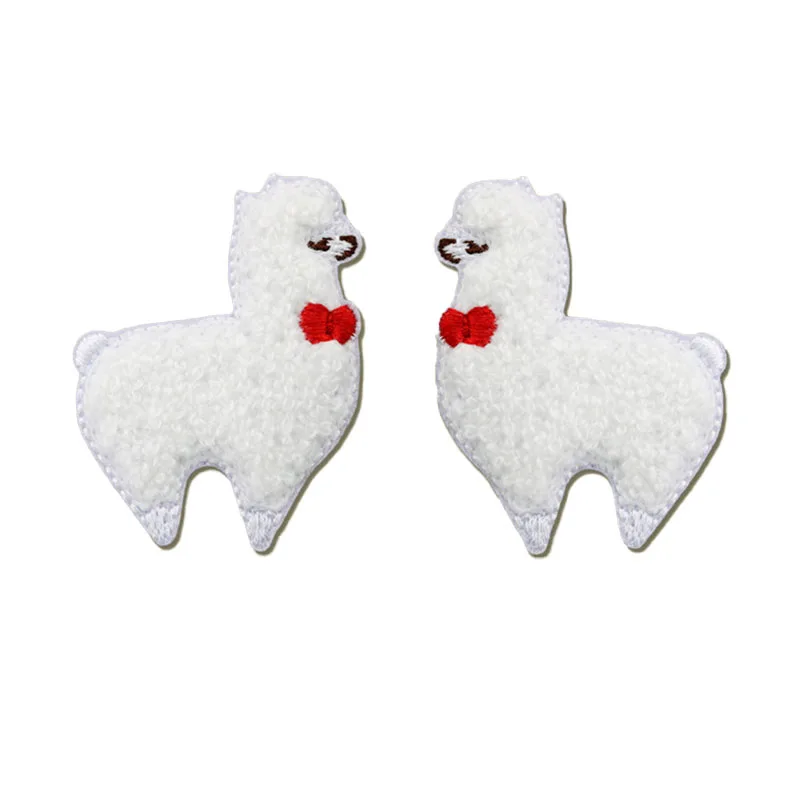 Plush Alpaca Embroidered Patches For Clothing Kids Self-adhesive Applique Scratch Patch DIY Sewing Accesorios Para Ropa Badges