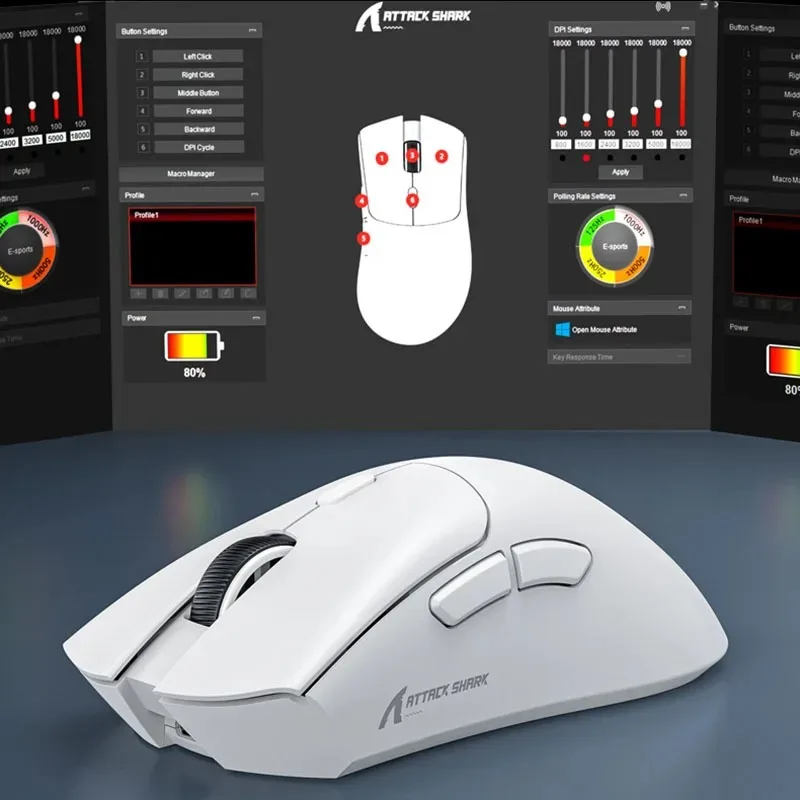 Attack Shark R1 Wireless Bluetooth Gaming Mouse for PC Laptop Gamer 18K DPI PAW331 Tri-Mode Connectivity Lightweight Mouse