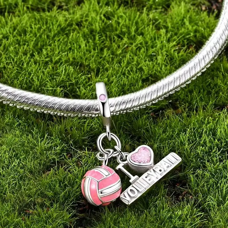 

925 Sterling Silver Originales Volleyball Charm Pendant Fit Bracelets Beads Diy For Girl Woman Fine Jewelry