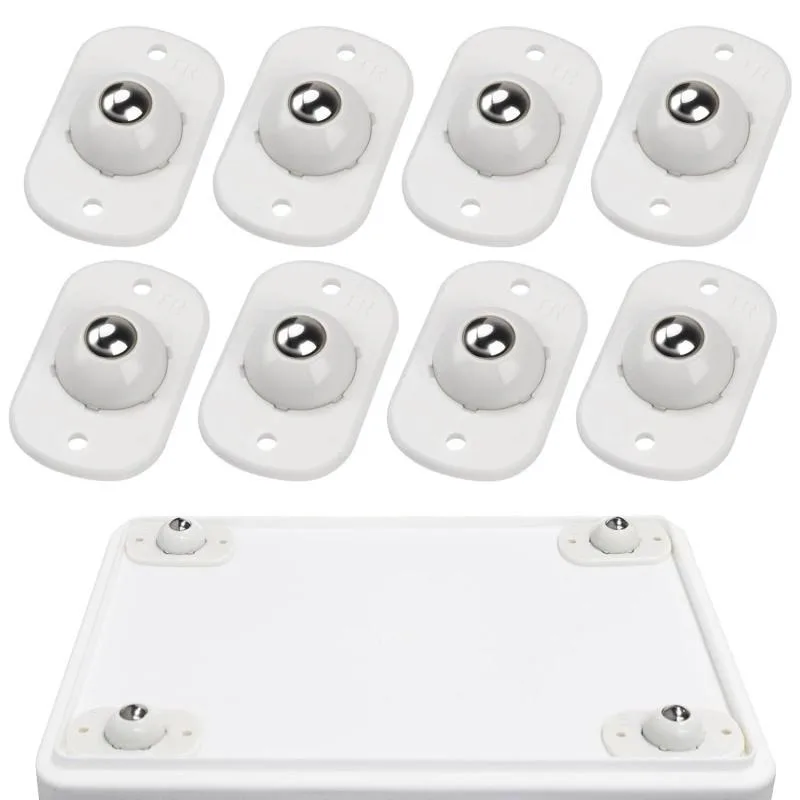 8 Pcs Self Adhesive Caster Wheels Appliance Rollers Appliance Sliders for Kitchen 360° Swivel Universal Wheel Mini Small Kitchen (White with 1 Steel Ball Style)