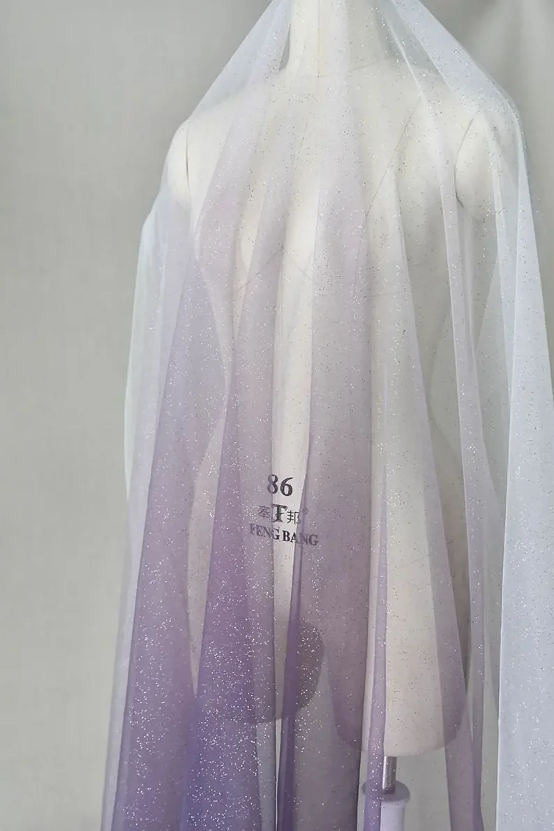 

4 Colors Purple Gradient lace fabric rainbow glitter tulle fabric for Wedding Party Dress Tutu Dress Bridal Veiling Prom