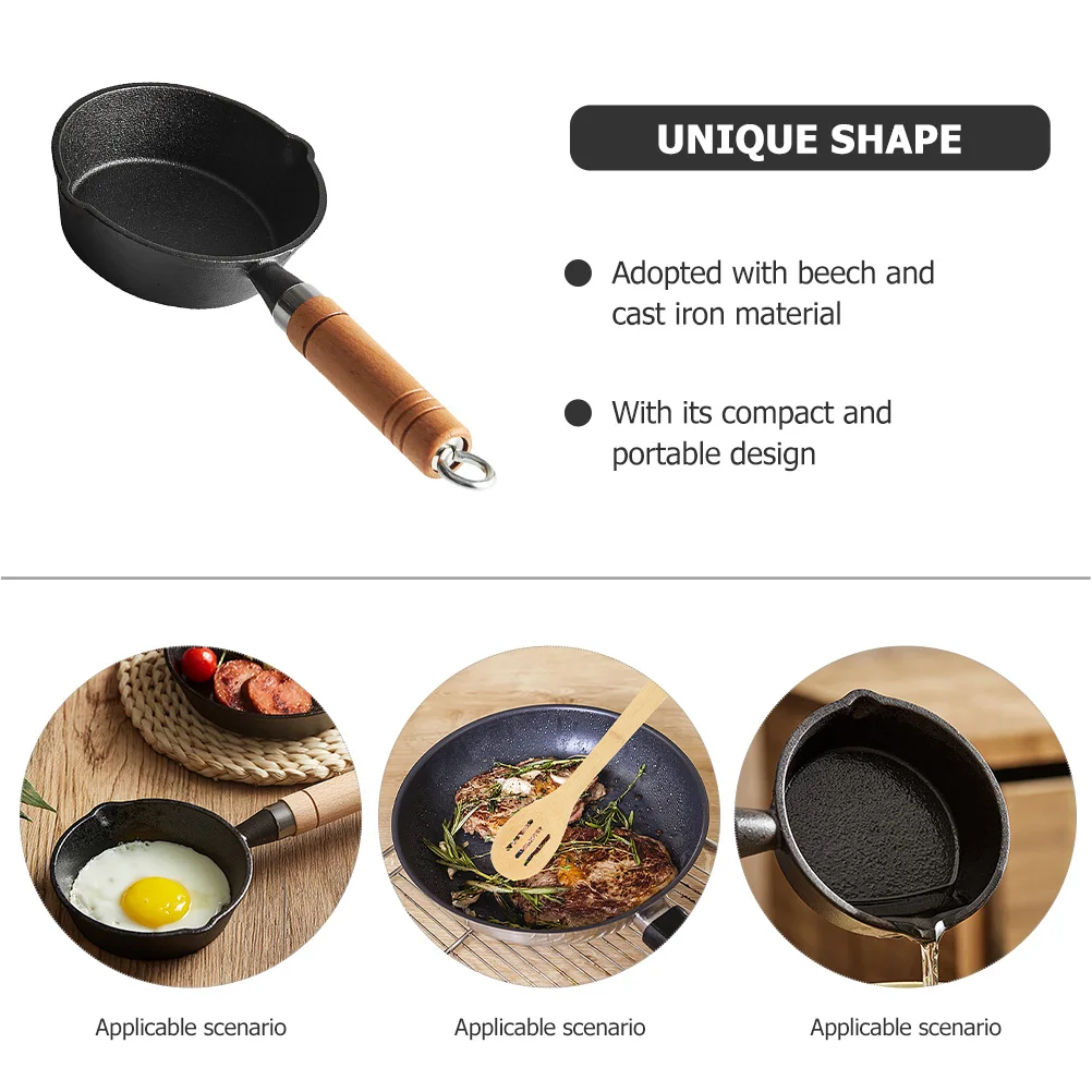 

Cast Iron Pan Sauce Pot 10cm Mini Deep Fryer Camping Travel Pour Oil Wok Kitchen Butter Melting Dedicated Efficient Heat Sturdy