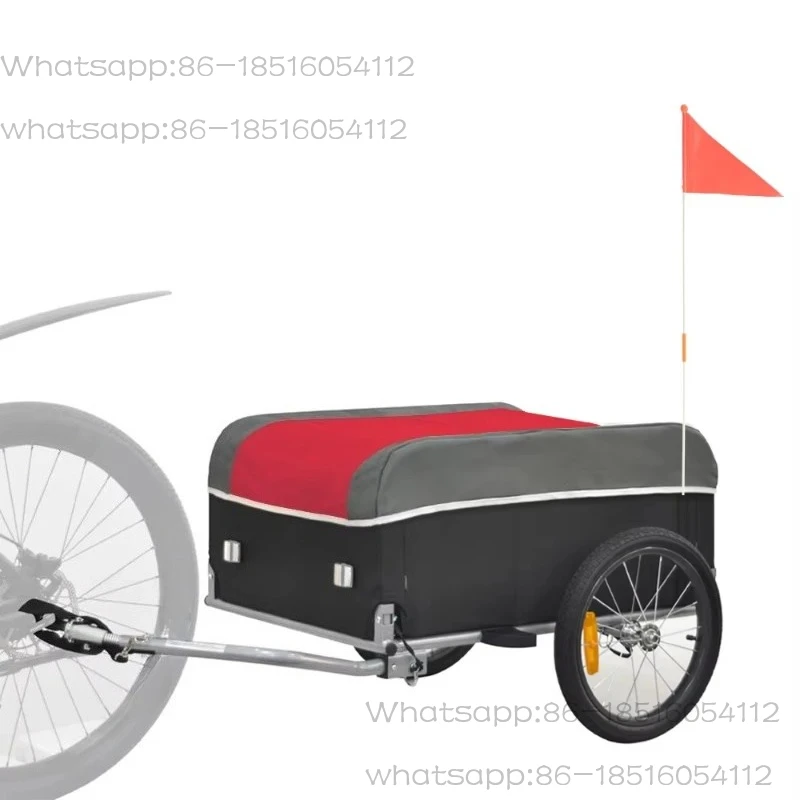 Foldable Bike Cargo Trailer Bicycle Cart Wagon Trailer W/Hitch, 16'' Wheels, 110 Lbs Max Load - Black