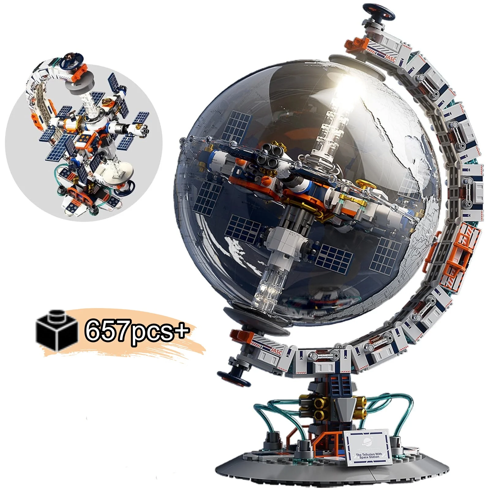 

MOC NEW Space Earth Globe Building Blocks Set Motorized 360 Astronomy Creative Technical Sunrise Sunset MOC Desktop Holiday Gift