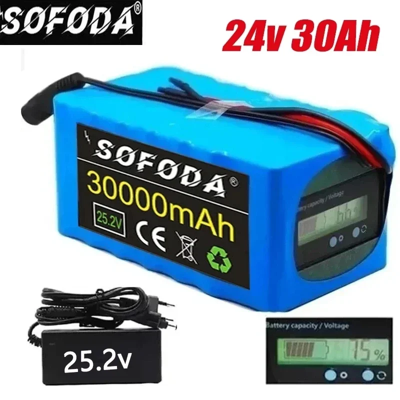 

Battery 24V 6S4P 30Ah battery 500W high power battery 25.2V 30000mAh E-bike BMS electric bicycle with capacity indicator+Charger