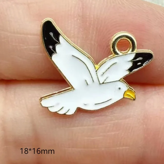 10 PCS Seagull Charm  Jewelry Making Enamel Necklace Earring Bracelet Pendant DIY Accessories