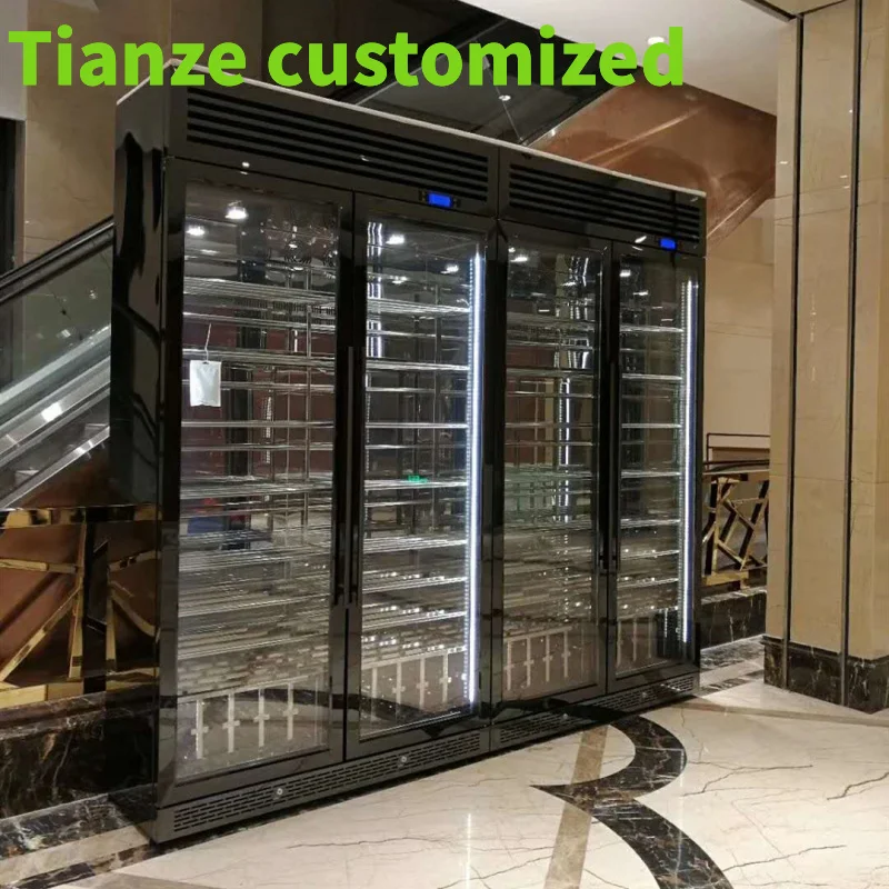 Customized-Modern living room home stainless steel wine display cabinet storage luxury furniture wine cellar restaurant hote