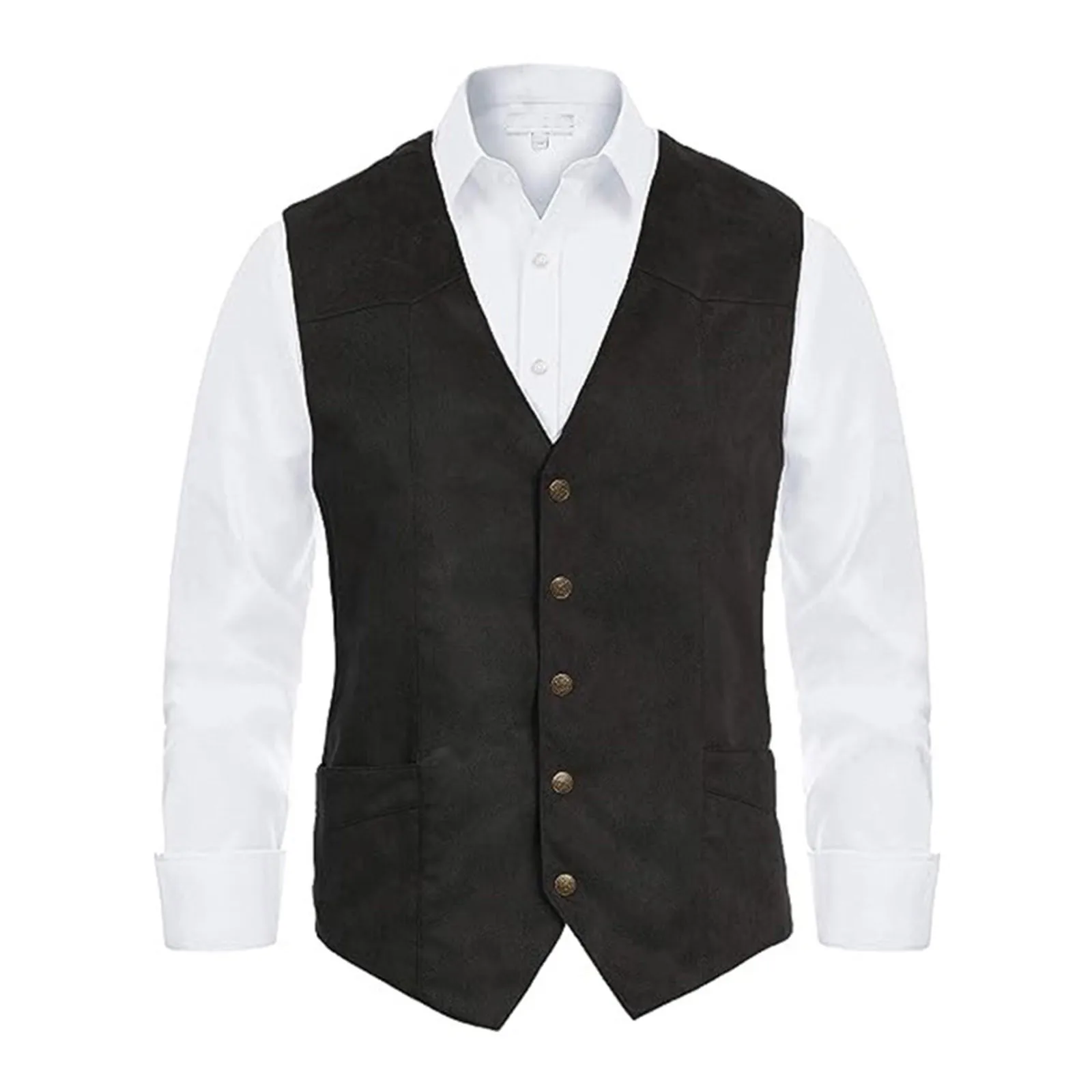 Gilet da uomo in tinta unita gilet classico in tessuto scamosciato senza maniche moda uomo Casual Fit di alta qualità da sposa formale