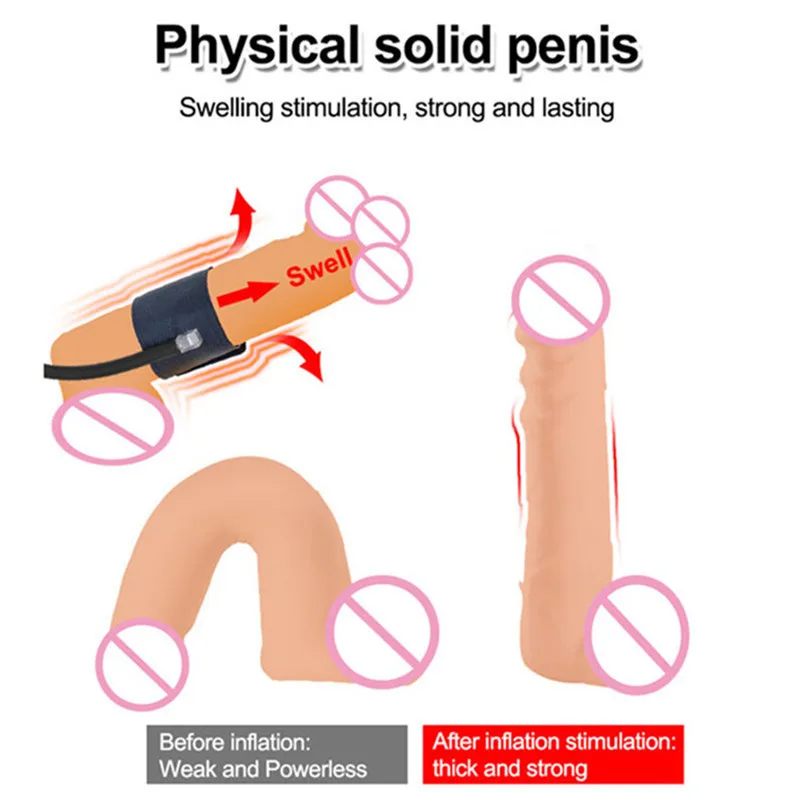 Inflatable Cock Ring Penis Massager Delay Ejaculation Cockrings Male Erection Rings Stimulate Sex Toys for Men Adult Products