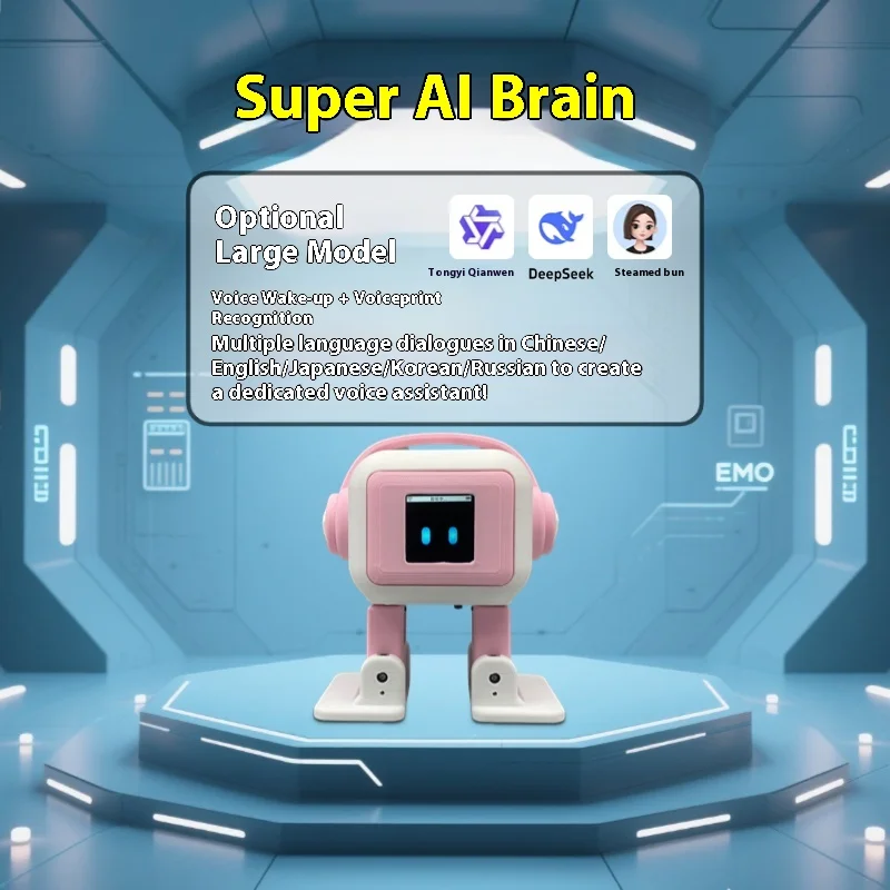 AI EMO روبوت ESP32-S3 التحكم الرئيسي 1.54 بوصة شاشة ذكي روبوت تفاعلي التعرف على بصمات الصوت رفيق للطفل