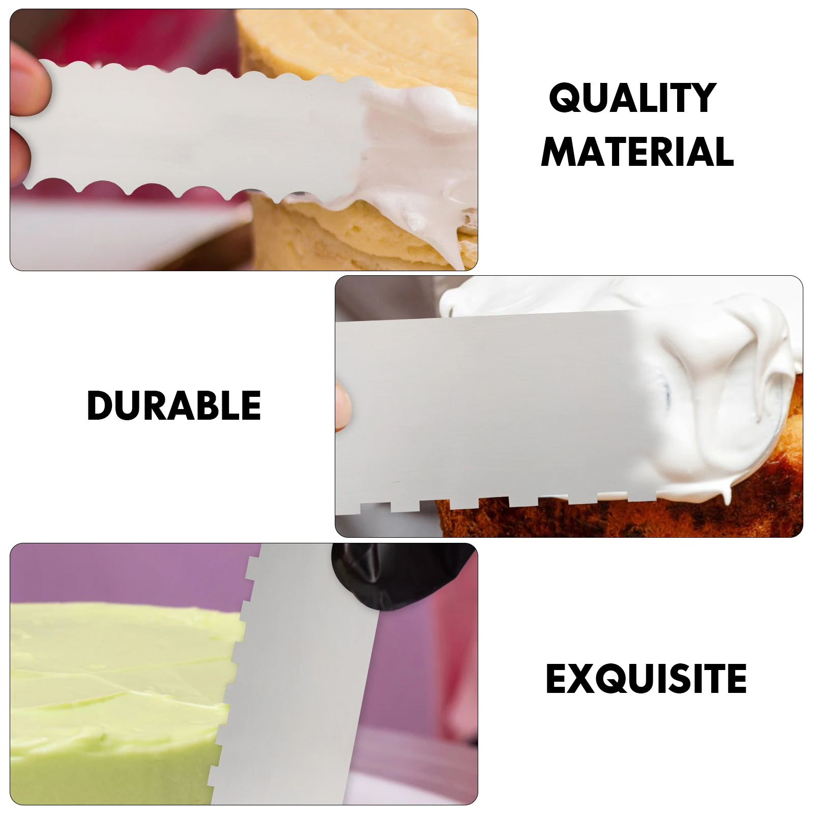 

2Pcs Cake Cream Spatula Stainless Steel Baking Tools Flexible AntiRust Lightweight FoodGrade CreamScrapers