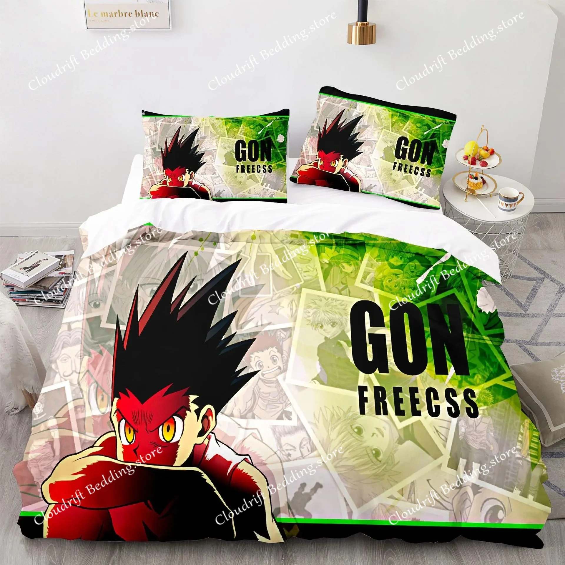 

Vibrant 3D Print Anime Hunter×Hunter Bedding Set: Duvet Cover & Pillowcases, King/Queen Size for Boys & Adult Collectors