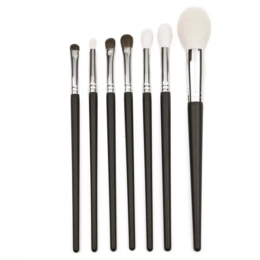 SHINEDO 7Pcs Tapered Crease Blending Goat Horse Hair Pencil Angled shader Eyeshadow Cosmetic Kit Highlighting  Makeup Brushes