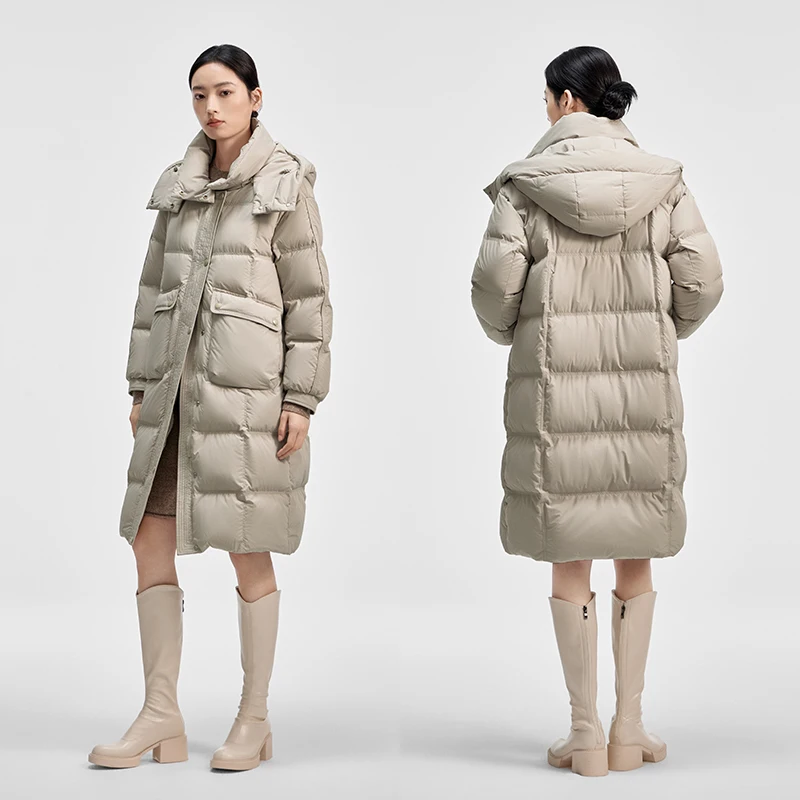 Chericom longo para baixo jaqueta pato para baixo enchimento feminino com capuz jaquetas solto-ajuste moda casual quente casacos femininos y309167y