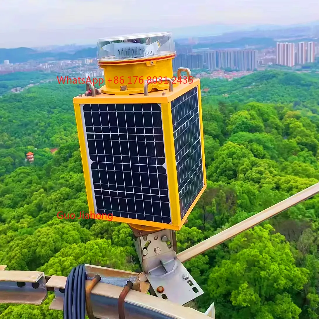 

ICAO FAA Obstruction Lighting System Solar Powered Medium Intensity Type B Red Flashing Night Marking Warning Light