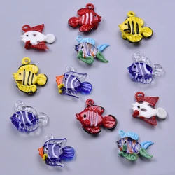 2pcs/Lot Fashion Ocean Animal Glass Tropical Fish Charms For Jewelry Making Earrings Necklace Pendant DIY Sea Clownfish Pendants