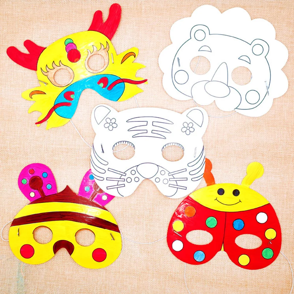 8pcs Children Animal Mask Craft Masks Cosplay Toy Handmade DIY Materials for