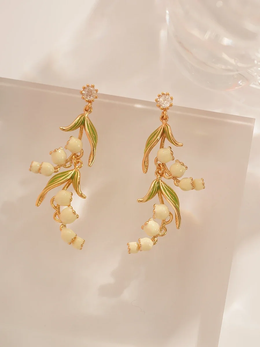 Countryside Style Girl's Earrings with Forest  Design Unique Earstuds French Light Luxury Valentine's Day korean fashion