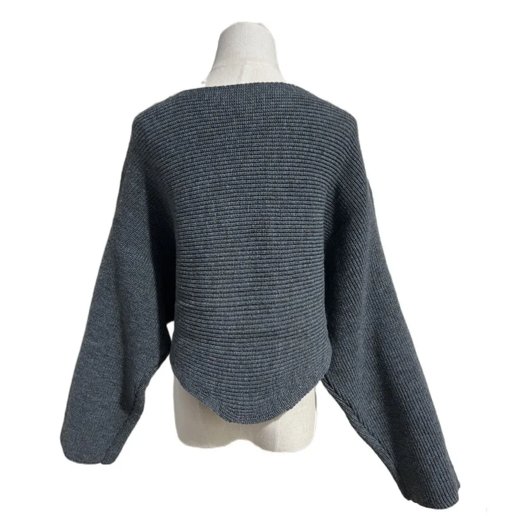 

Модный универсальный вязаный укороченный свитер, элегантный мягкий пуловер с длинными рукавами, корейский стиль, короткий свитер нестандартной формы с крестом для женщин