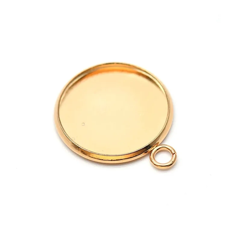 30pcs/lot 6/8/10/12/14mm Inner Dia Stainless Steel Cabochon Setting Round Blank Tray Bezel Pendant Gold Color Base Jewelry