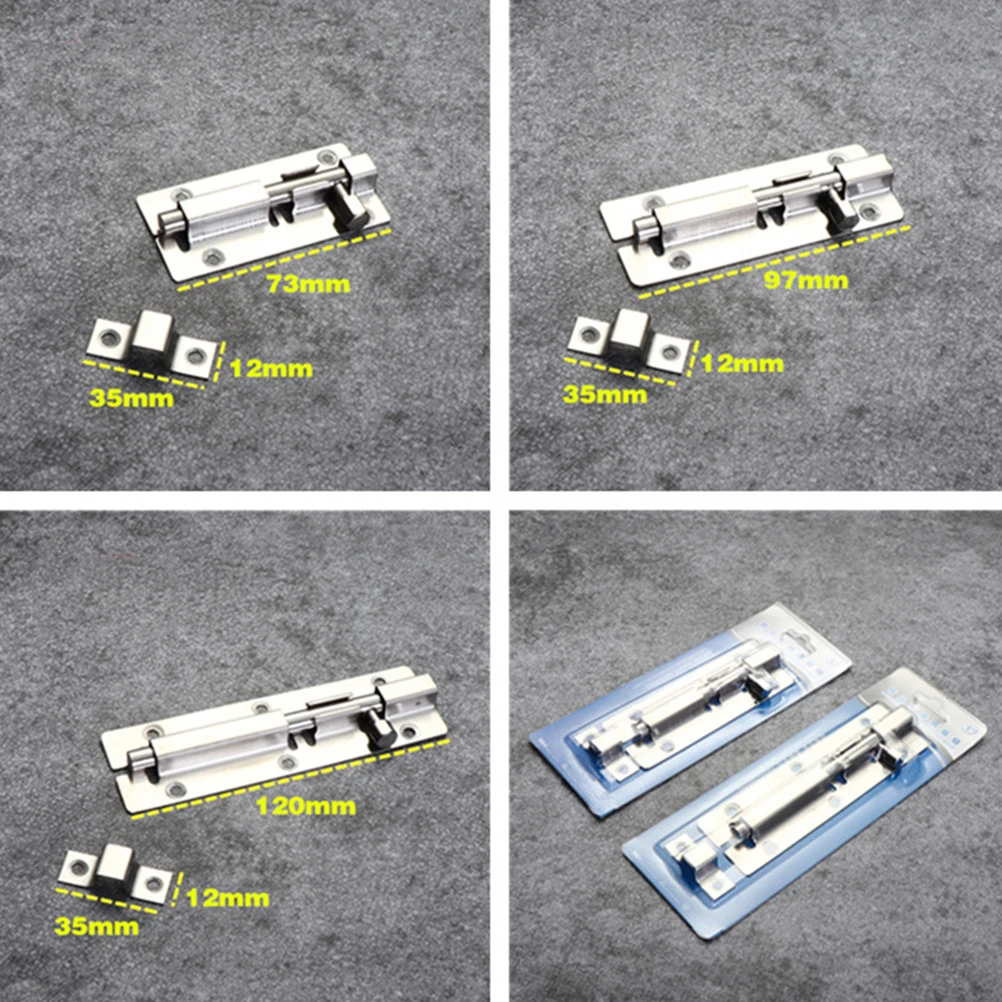

6pcs 3 Inch Door Security Slide Latch Heavy Duty Stainless Steel Anti-Theft Sliding Lock For Door Box Cabinet Durable Corrosion