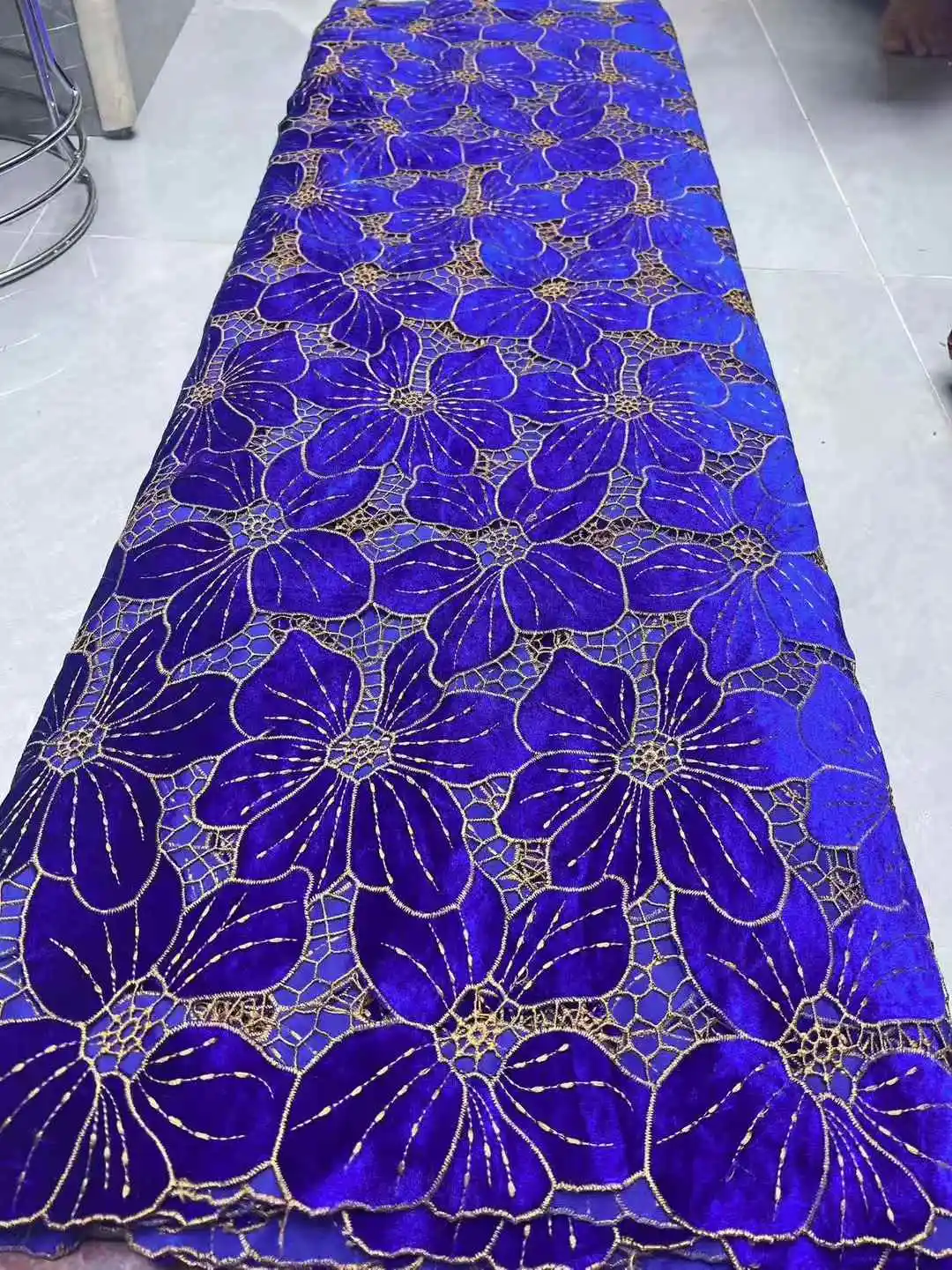 

Королевская синяя нигерийская бархатная кружевная ткань высокого качества, 5 ярдов, блестки, африканское свадебное платье, материал для шитья женщин