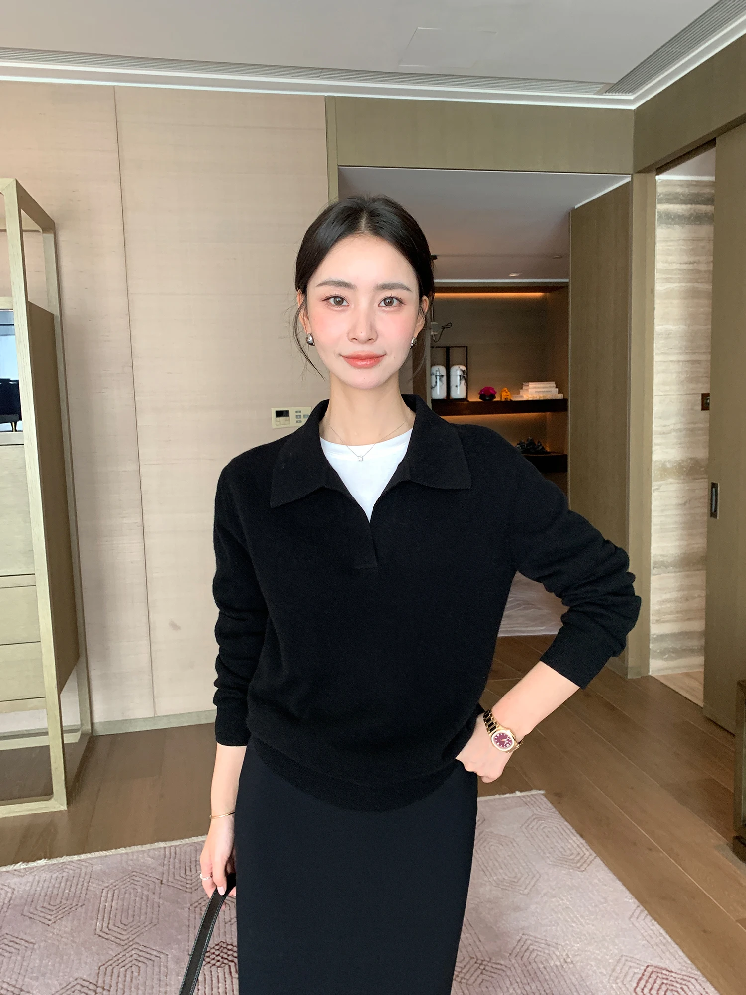 

Maven Lin lectual Law 00% Wool Ne Sweater Women's Knitted Top Simple Sle Loose Fit Long Sve Regular Length