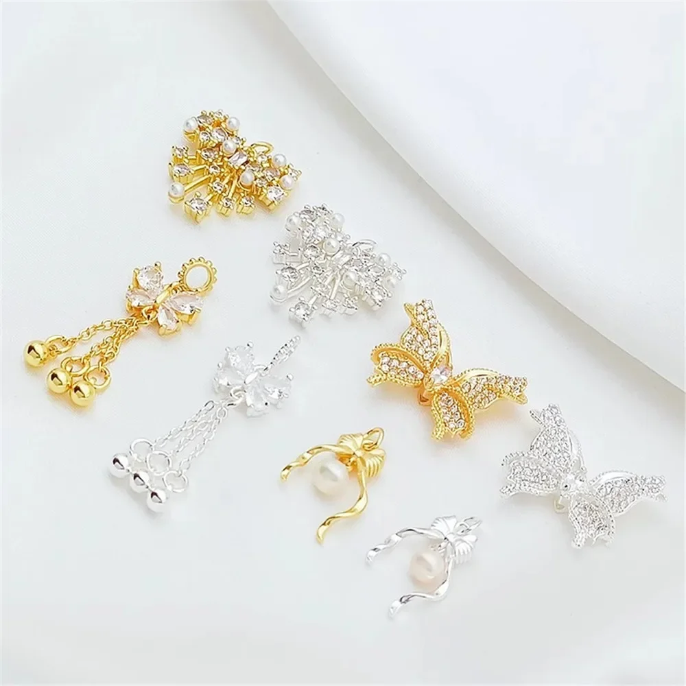 

18K Gold-encrusted Zircon Butterfly Spacer Beads, Handmade Diy Bracelet, Necklace Accessory, Loose Bead Material
