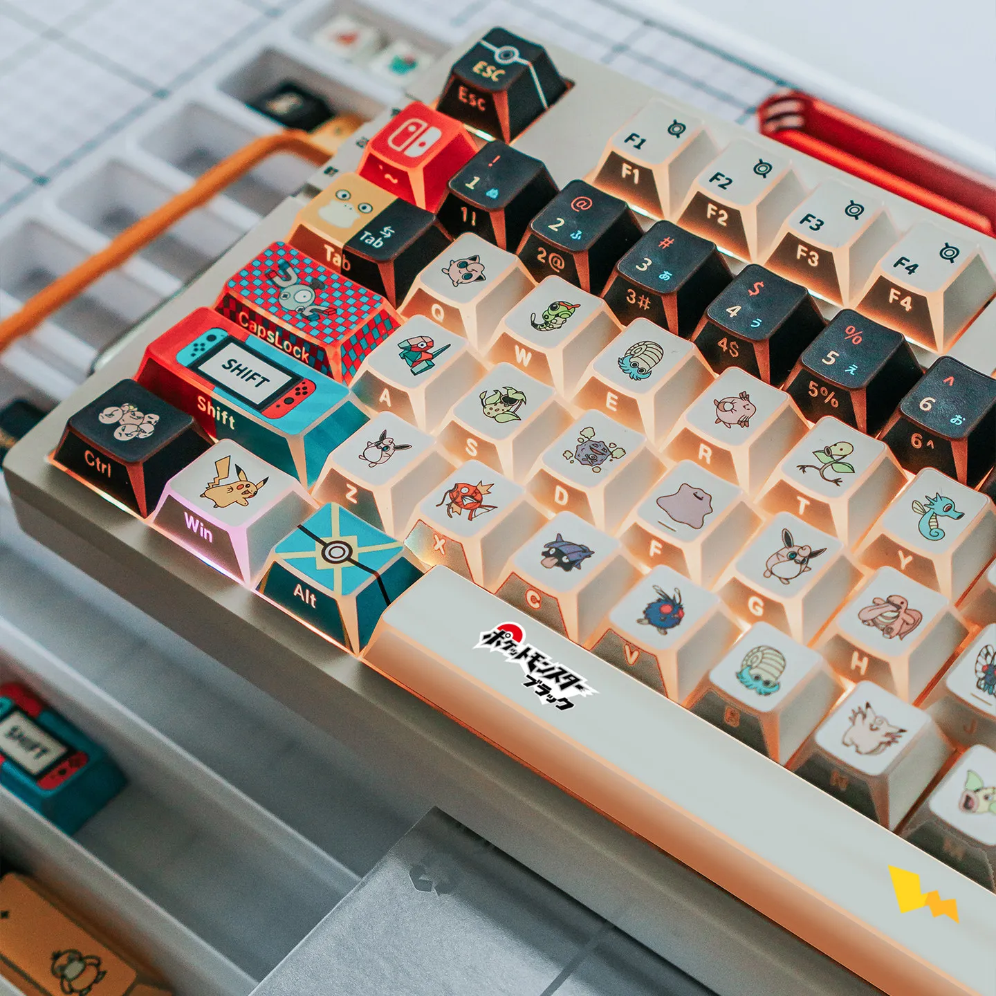 pokemon-custom-keycap-set-pbt-dye-sublimation-oem-profile-131-keys-shadow-reflection-side-printed-translucent-design