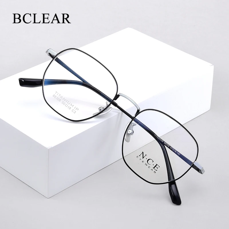 BCLEAR Titanium Eye Glasses Frame Men Ultralight Women Vintage Polygon Prescription Eyeglasses Retro Optical Frame Eyewear New