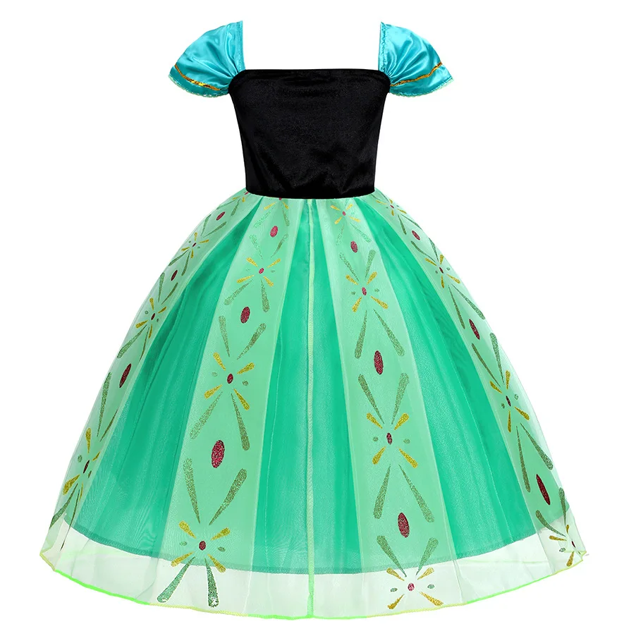 Snow Princess Anna Frozen Dress For Girls Luxury Tutu Dress Birthday Gift Party Cosplay Ball Gown Halloween Costume Dress Up