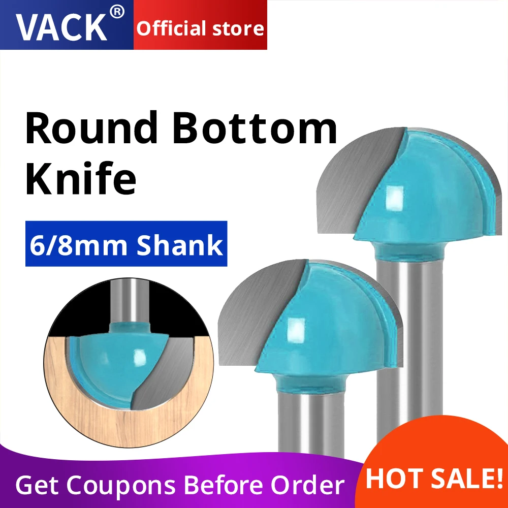 

VACK 6/8mm Shank Ball Nose Endmill Wood Milling Cuter Cove CNC Router Bit Radius Core Box Solid Carbide Woodworking Milling Tool