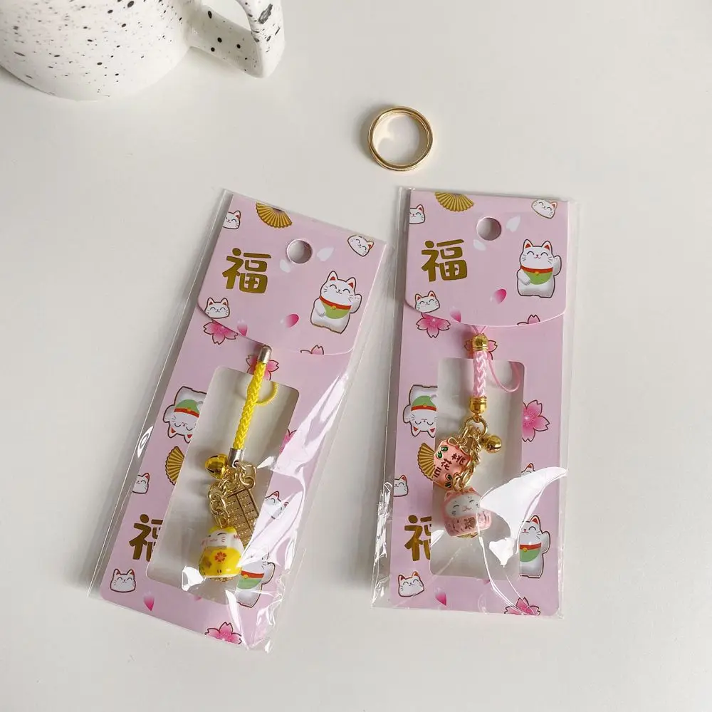 

Japanese Mini Sakura Cat Phone Lanyards Charm Children's Gifts Korean Style Key Ring Bag Accessory Cute Key Chain Bag Pendant