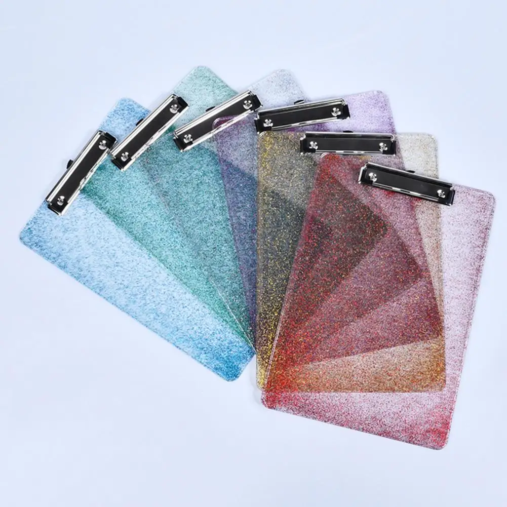 A4 Clipboard With Hook Plastic Clip Board File Folders Document Holders Transparent Candy Color Writing Board Clip Folder Board