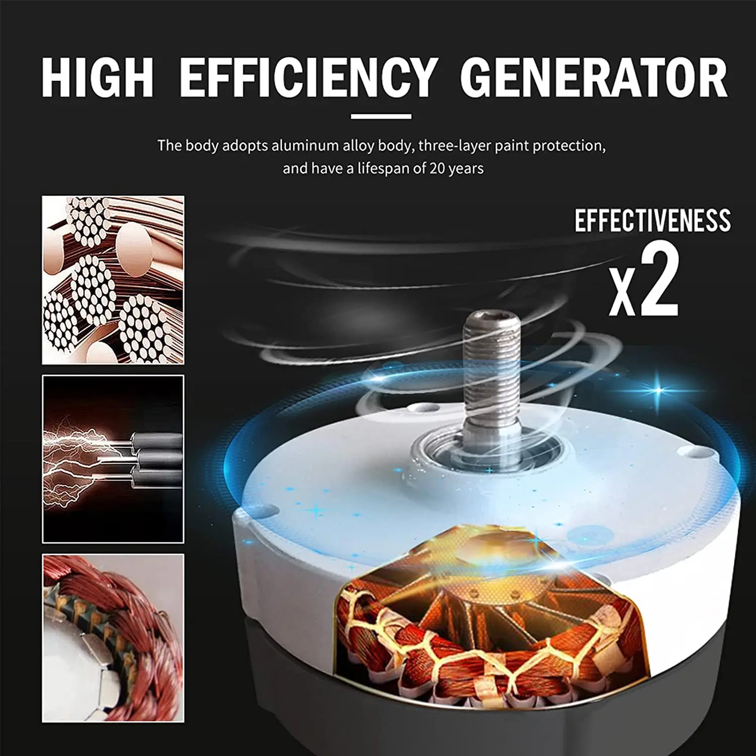 Imagem -04 - Gerador de Ímã Permanente Gearless Gerador Elétrico para Dínamo do Moinho de Vento Turbina de Água Uso Doméstico 5kw 12v 24v 48v 5000w