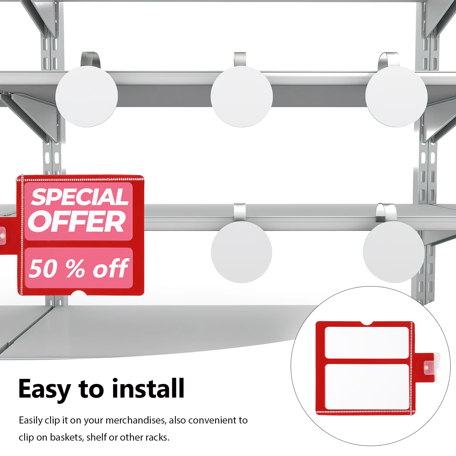 

Market Stall Display Label Tabs Multi-function Sign Holders Stand Pp Plastic Merchandise Clip