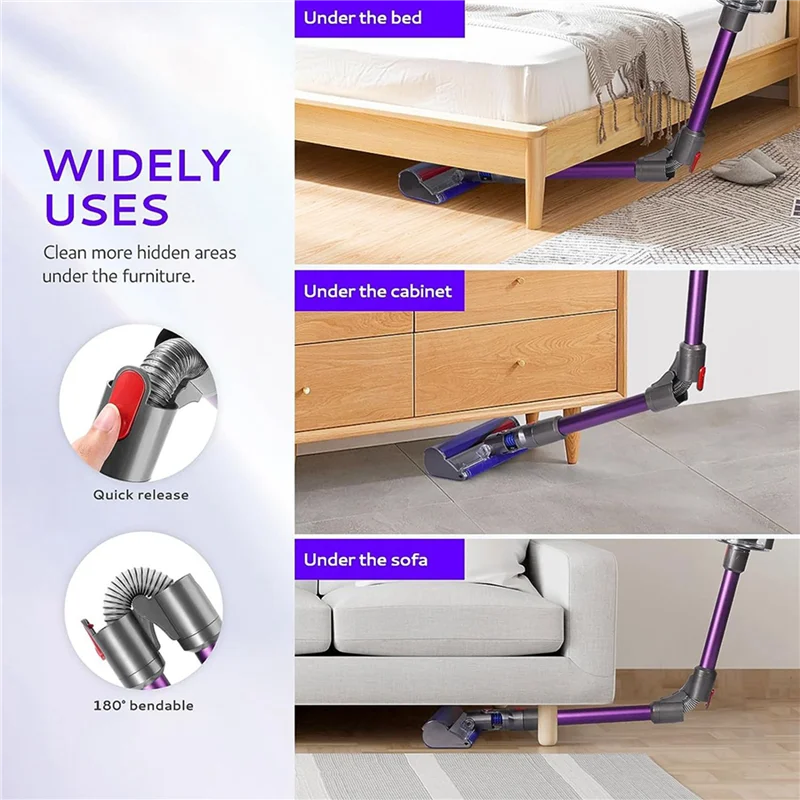 

AA49 2X Foldable Extension Wand For Dyson V7V8V10 V11 V15 Cordless Vacuum Accessories, Quick Release Wand Replacement