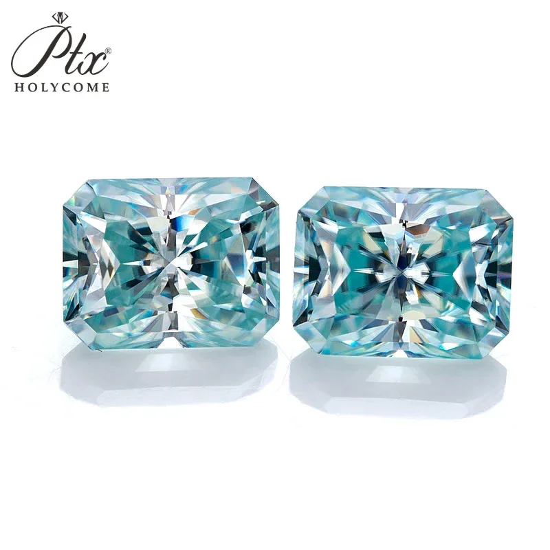 Moissanite diamante cuentas de alta calidad forma radiante piedras preciosas piedra suelta VVS1 3CE corte Aqua azul mujeres joyería hacer anillos/reloj