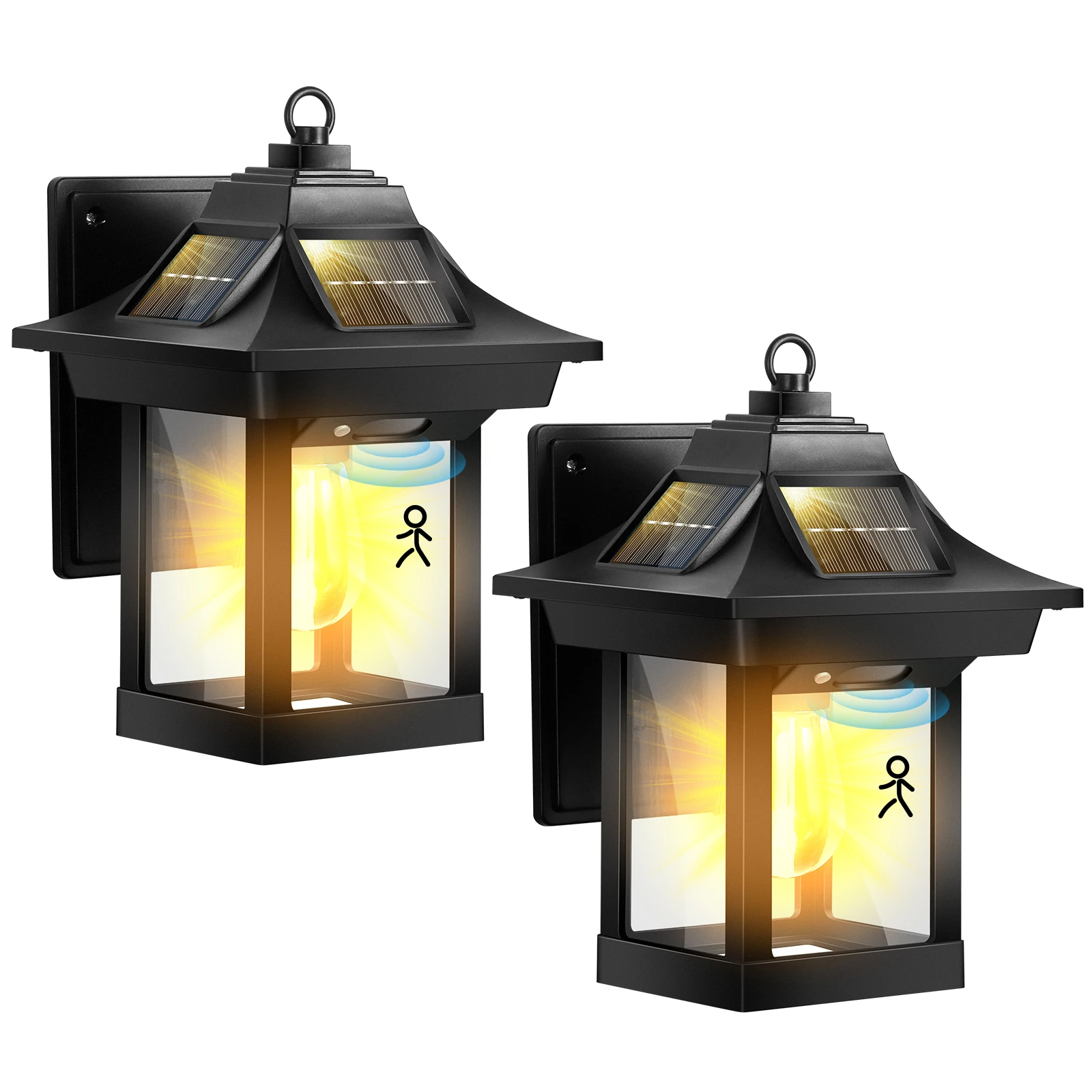 

2pcs Solar Led Light Motion Sensor Lantern Outdoor Wall Lights IP65 Waterproof Wireless LED Sconce Lights For Outdoor Patio Yard