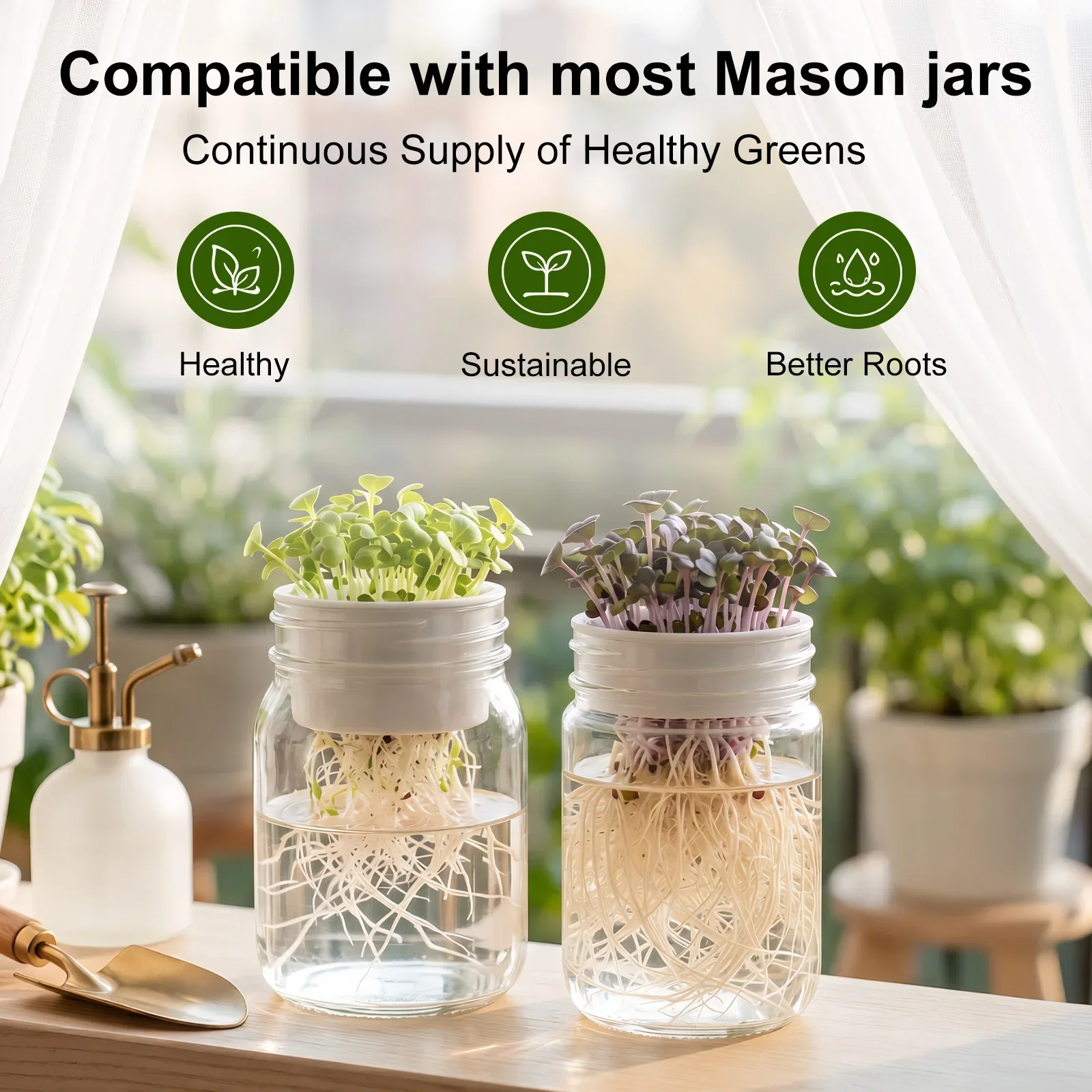 4/8 Pcs Deep and Shallow Hydroponic Sprouting Tray Plastic Microgreens Growing Insert for Mason Jar Indoor Gardening Accessories