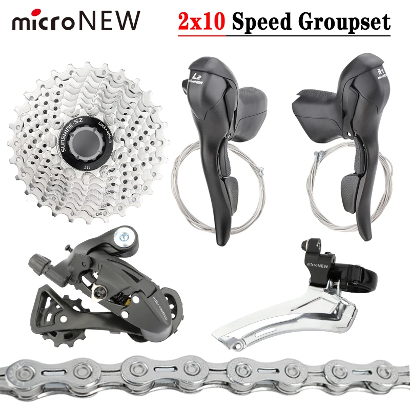 

MicroNEW road bike 2x10 speed shift lever rear transmission combination 11-25/28T Shimano parts flywheel chain