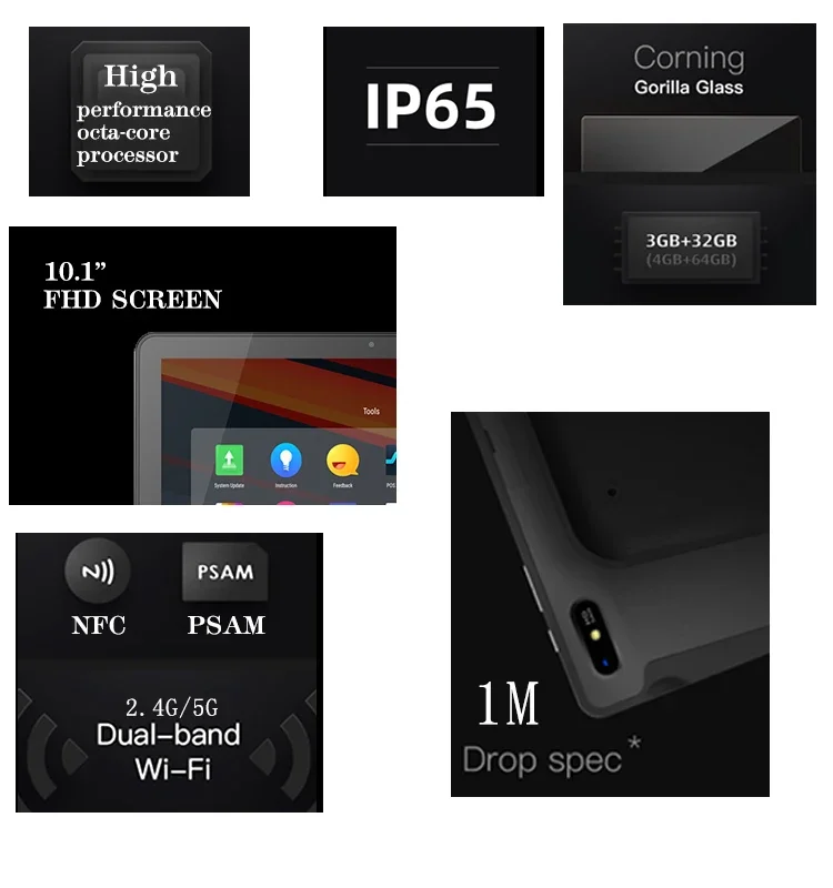 Планшет IP65 Android 9.0 NFC Wi-Fi 4G водонепроницаемый прочный планшет Android прочный штрих-код планшета Android