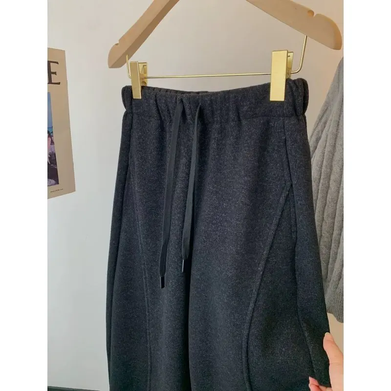 

plus Size American Casual Fce Lined Wide Leg Pants Men Women Autumn Winter Lazy Versatile Loose Fit Trousers High Waist El...