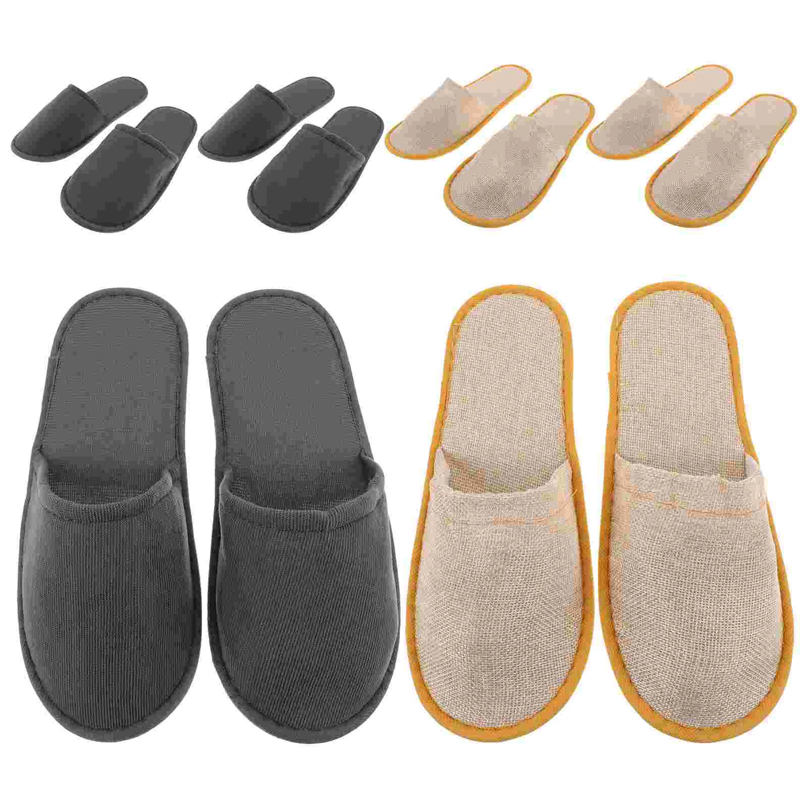 

6 Pair Disposable Linen Slippers Non Willow Leaf Pattern for Hotel Motel Home Spa Travel Airline Guest Use Lightweight