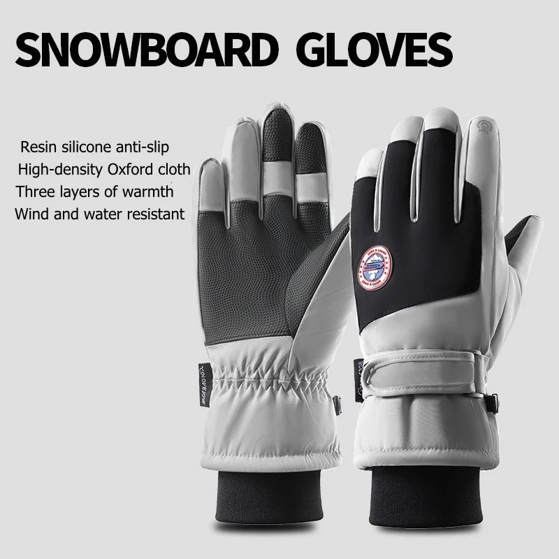 Ski Handschuhe Frauen Winter Outdoor Sport Radfahren Anti-spritzwasser Kalt Warm Touchscreen Elektrische Fahrzeug Baumwolle Handschuhe männer