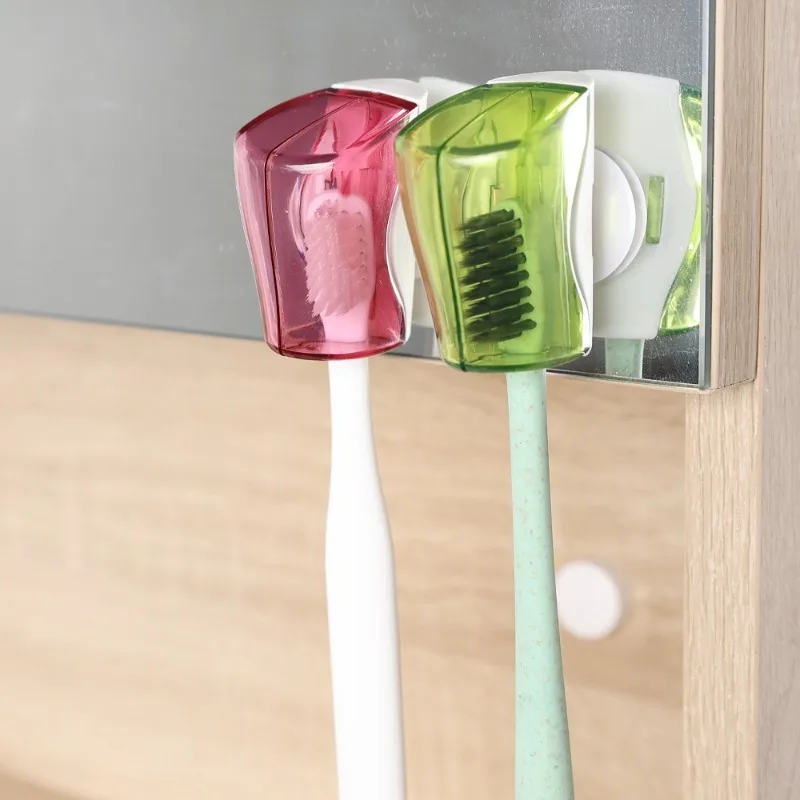 5/1pcs Dustproof Toothbrush Holder Protector Cover with Suction Cup Wall Mounted Cover Bathroom Storage Case for Travel Home